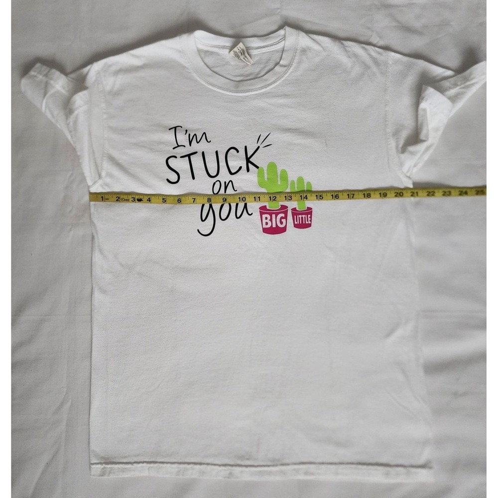 Comfort Colors Unisex I'm Stuck On You Big Little Cactus White T-Shirt Medium - Picture 7 of 8